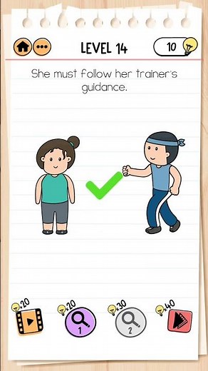 Fitness with Cindy Level 14, she must follow her trainer's guidance. Find a solution, Brain Test 2