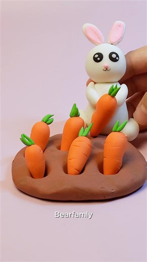 Cute Bunny Harvesting Carrots with Clay | BearFamily #shorts #diy #toys #funny #love