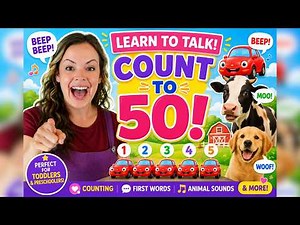Learn To Talk with Miss Katie 🗣️ Count to 50, Farm Animals, First Words & Dinosaur Songs (30 Mins)