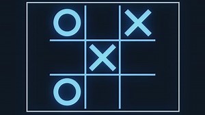 A looping simulation of an artificial intelligence (A.I.) computer system learning that tic tac toe is a pointless game. The only winning move is not to play.