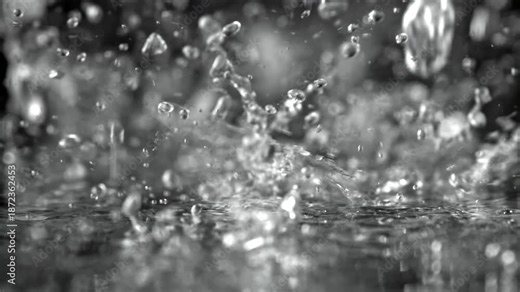 Super slow motion falling raindrops . Filmed on a high-speed camera at 1000 fps. High quality FullHD footage