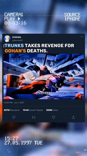 Trunks Takes Revenge For Gohan's Death. #goku #vegeta #anime #dbs #dragonball #naruto #luffy #zoro