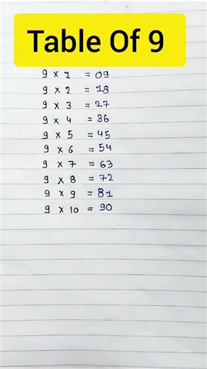 Table Of 9 #shorts #table #funwithmaths