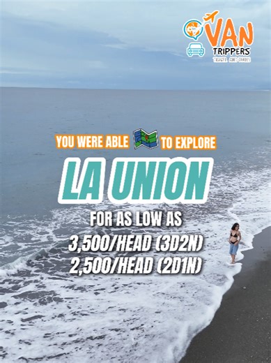 🌊 𝐀𝐫𝐚𝐭𝐬 𝐬𝐚 𝐋𝐚 𝐔𝐧𝐢𝐨𝐧! 🌴☀️🏄‍♂️ 🚐 Elyu-vate ang travel experience mo with Vantrippers! Mura, stress-free, at legit na service from a DOT-accredited agency! 🏛️✈️ For as low as ₱2,500/head (group of 4 ), enjoy the La Union Tour Package for 2D1N featuring: 🛌🏻 Private room with own CR 💨 Air-conditioned accommodation (no room sharing) 🍛 Complimentary breakfast on Day 2 🌊 Accommodation located at Urbiztondo San Juan near San Juan Beach. Other offers: ✨ ₱3,500/head for 3D2N ✨ Avail