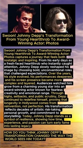 Johnny Depp’s Incredible Transformation #JohnnyDepp #HollywoodIcon