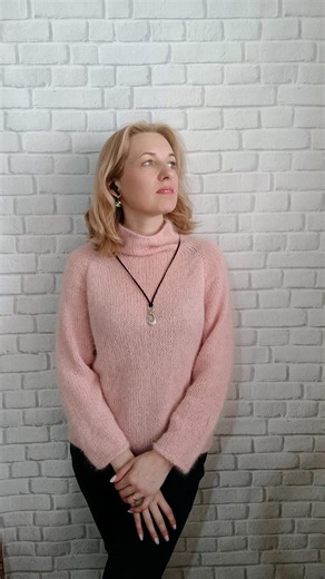Soft Angora Wool Sweater, Pink Fuzzy High Neck Pullover, Hand Knitted Fluffy Jumper, Warm Winter Loose Fit Top, Romantic Pastel Knitwear - Etsy