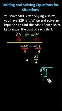Write and Solve a Two-Step Equation To Determine the Price of a Shirt (7EEB4)