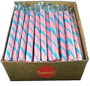 Cotton Candy Sticks - 80 Count Old fashioned Candy Sticks - Carefully Packaged By Snackadilly - Delicious Pink Candy Sticks