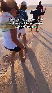 Stepping over quicksand Lençóis Maranhenses National Park in Brazil 👣 🇧🇷 Witness the breathtaking symphony of nature at Lençóis Maranhenses National Park, where pristine beaches and rolling dunes create a spectacle of unparalleled beauty. This mesmerizing natural wonder spans over 1,500 square kilometers (580 square miles). While Lençóis Maranhenses National Park is known for its stunning sand dunes and pristine lagoons, it’s important to be aware of the presence of quicksand in certain areas
