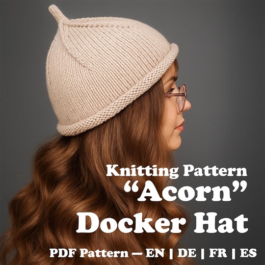 Docker Hat “acorn” Knitting Pattern – Easy Beginner Beanie PDF (en | De | Fr | Es) With Video Tutorial - Etsy UK