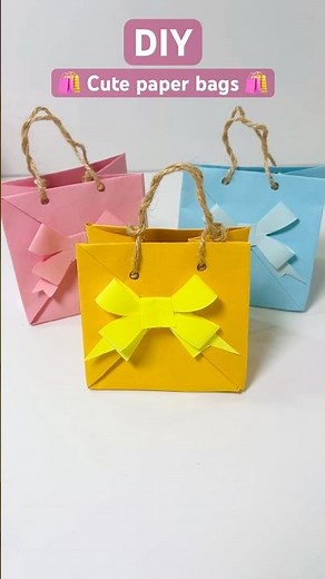 How to Make Paper bags 🎁 | Super Easy & Cute Craft Idea 💕#diy #craft #shorts