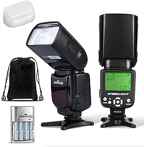 E-TTL Flash Speedlite Bounce/Swivel with LED Backlit for Canon Rebel T7, SL3, 4000D, 850D, 80D, 90D, R, RP, R5, R6, R8, 6D Mark II, 5D Mark IV & More Camera Flash for Canon