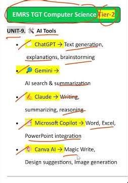 emrs tgt computer science 💡📢 AI tools #emrs #emrstgtsyllabus #emrs2025 #emrstier2 #computer #ai