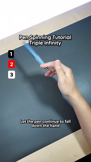 Ryzing Spins on Instagram: "Learn the TRIPLE INFINITY! ♾️ Unlike the normal Infinity, this trick uses every finger slot. Practice going through the steps slowly. More tutorials in my YouTube channel! Check the link in my bio! 👆 #penspinning #tutorial #infinity #art #tricks #spin #pen #reels"