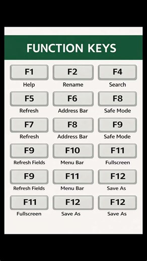Function Keys F1 to F12 | Computer Shortcut Keys Explained💯✨#functionkey #shortcutkeys #youtubeshort