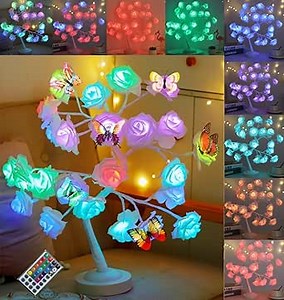 Rose Flower Tree Lamp - 16 Vibrant Colors with Remote Control-Ideal Gift for Women Teens Girs -Perfect for Wedding Christmas Valentine's Day Parties-Elegant Home Décor for Living Room Bedroom