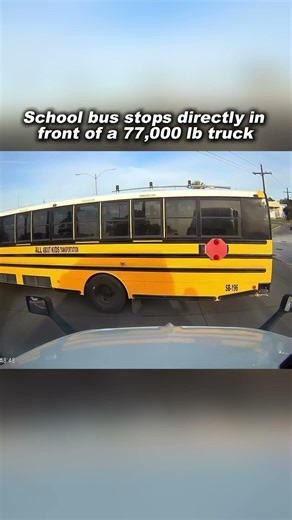 School Bus Pulls in Front of Heavy Truck