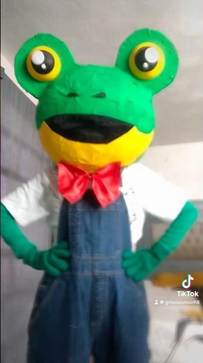 Cabeza de 🐸 René para botarga ( globo empapelado🐸)#creacionesgrisosornio