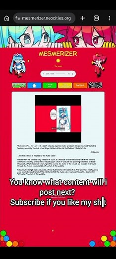 Visiting this Mesmerizer website for the 2nd anniversary! #vocaloid