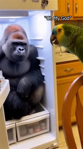 This Parrot Finds Gorilla Inside Fridge | Denzel Colt