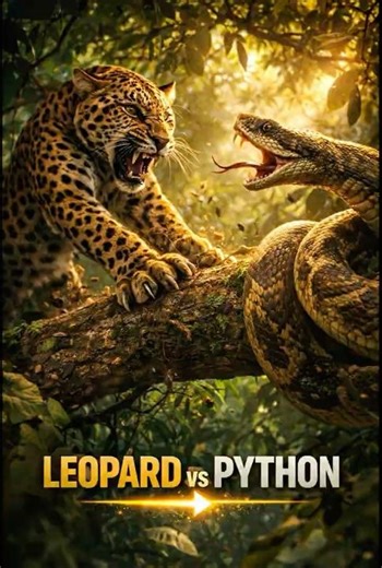 This Python Picked the Wrong Predator #LeopardVsPython #AnimalFight #WildlifeShorts