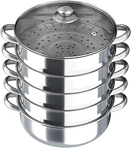 Stainless Steel Steamer Cookware - 5 Tier 11" Multipurpose Steaming Pot With Lid For Vegetables, Dumplings, Sauce