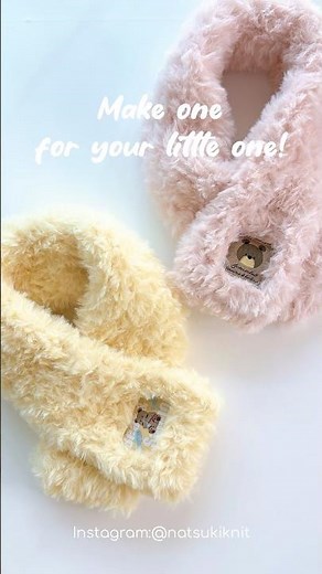 もふもふ毛糸で編む子供用マフラー🐰🧣 #棒針 #マフラー #knitting #crochet