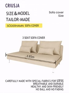 IKEA Soderhamn 3 Seat Sofa Covers, Living Room Couch Slipcovers with Cushion Covers (S-16)