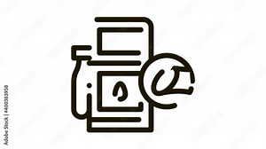 Cane Fuel Station Icon Animation. black Cane Fuel Station animated icon on white background