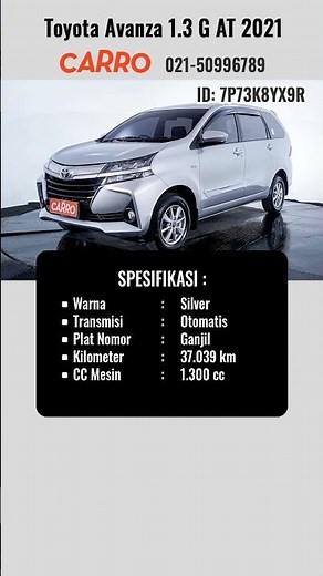 Info Mobil Bekas Toyota Avanza 1.3 G AT 2021 Silver | Update Harga Mobil Bekas Terbaru