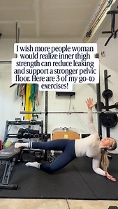 Did you know your inner thighs play a huge role in supporting your pelvic floor? When your inner thighs are strong, they help stabilize your hips and engage your deep core, which can reduce leaks and improve overall pelvic floor function. In this Reel, I’m showing three of my favorite moves to target your inner thighs while connecting your breath and engaging your core: • Copenhagen Side Plank: strengthens the inner thigh while challenging stability. • Lateral Lunge with Foot on Bench: adds resi