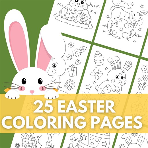 25 Easter Coloring Pages for Kids, Printable Easter Bunny Coloring Book, Easter Activity Pages, Spring Coloring Sheets, Instant Download - Etsy
