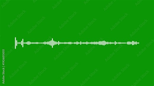 White audio waveform, green screen sound equalizer, podcast music frequency, digital sound oscillation, 4k audio visualization, sound line animation, alpha channel wave, streaming spectrum.