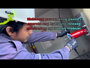 Basic information on how to operate hydraulic release mechanism of freefall lifeboat.#tripnijoseph
