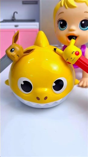 ASMR Unboxing Minnie Mouse & Yellow Shark Egg Set Toy | Satisfying ASMR Kitchen #shorts