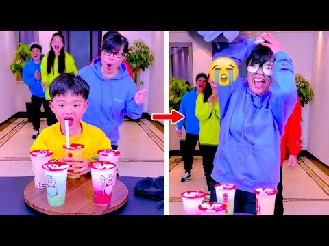 Family Games | Blind taste test challenge: Who will win the milk tea challenge? #funny #partygame