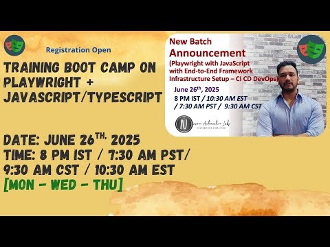 New Training BootCamp Announcement: Playwright+Javascript/Typescript+End to End Framework + DevOps