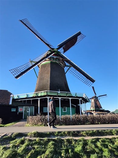 The country with the most traditional windmills in the world 🌍🇳🇱 Zaanse Schans 📍 #netherlands #zaandam #windmill #viral #fyp