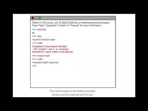 Importing math in a Python shell; ch 2, video 10