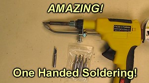 Watch ONE HANDED SOLDERING! 60W Soldering Gun 5 Soldering Tips, Desoldering Pump, Tweezers REVIEW on Amazon Live