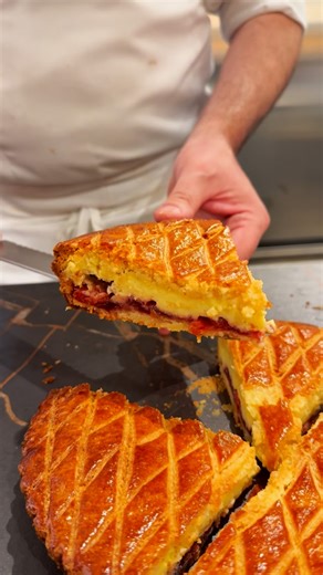 dominiqueansel on Instagram: "Gateau Basque, a French classic for this weekend’s special at @dominiqueanselworkshop: vanilla pastry cream and sour cherries baked within an almond sablé pastry crust until golden. ✨🍒 Here in Flatiron this weekend, Friday-Sunday only."