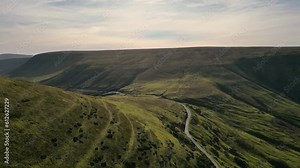 4K Drone video of hikers at Hay Bluff, Lord Herefords Knob, Brecon Beacons National Park, Wales.