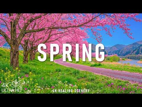 Spring Flowers 4K - March 2026 🌸 Endless Tulip Fields, Sakura Valleys & Bright Morning Landscapes