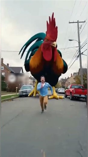 ROOSTER CHASE - ANGRY ROOSTER 🤩🥰🤣 #shorts