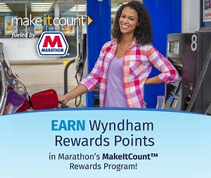 Earn and redeem Wyndham Rewards points while fueling up for your #LaborDay weekend adventures at participating Marathon gas stations. Learn how our partnership with the MakeItCount program helps you earn and save at the pump: makeitcount.com/wyndhamrewards | Wyndham Rewards