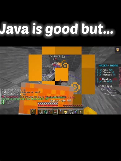 Tnt minecart pvp | Java vs MCPE | #minecraft #cartpvp #shorts