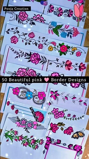 50 Beautiful pink 🩷 Border designs in just one minutes 😍 #frontpagedesign #shorts