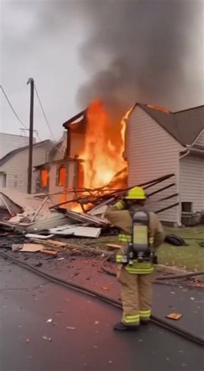 House Explosion and Massive Fire Building Collapses on Itself