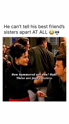 Crinzy on Instagram: "This video is a compilation of clips from the sitcom "Friends," specifically from the storyline where Chandler Bing gets drunk and fools around with one of Joey Tribbiani's sisters but cannot remember which one. Here is a breakdown of the events in the video: The Party: At Joey’s birthday party, Chandler is shown consuming Jell-O shots that Joey describes as "pure vodka." Drunk and disoriented, Chandler flirts inappropriately with one of the sisters and later asks Joey, "Ho
