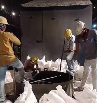 Dense Refractories Team Installing Neutral Ramming Mass (NRM) Furnace Lining